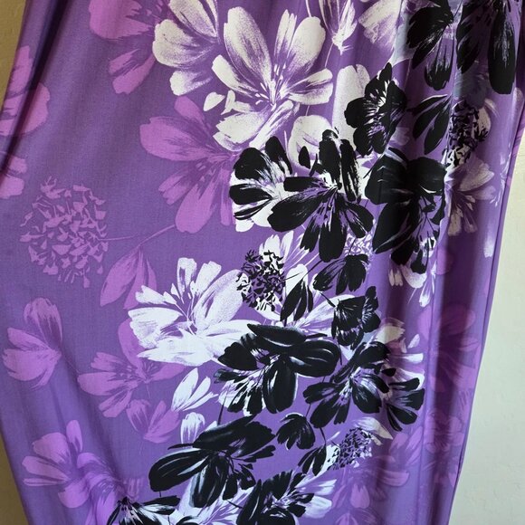 Bob Mackie Wearable Art Floral Maxi Dress Purple Size 3X Hawaiian Resort Stretch - Picture 4 of 9